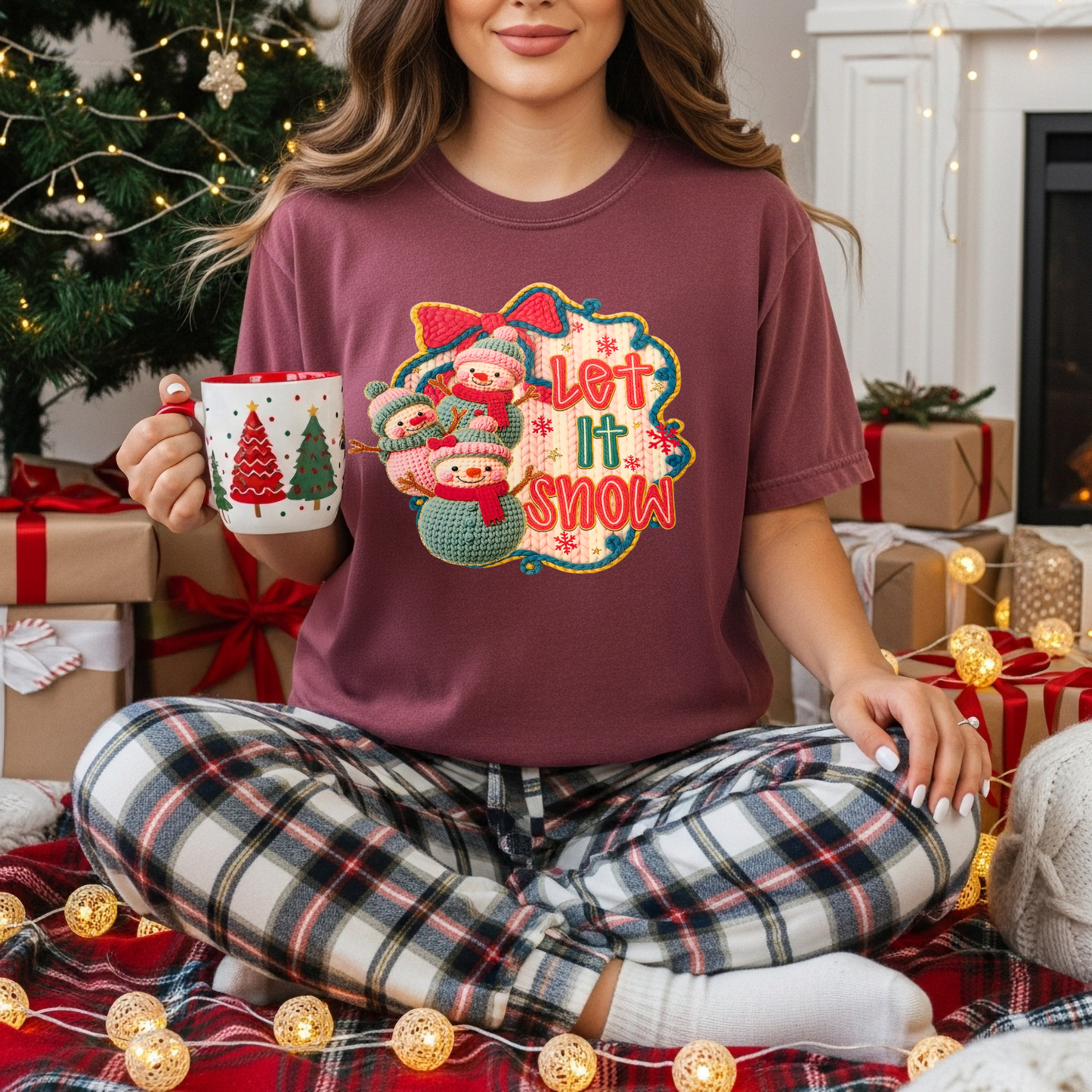 Let it Snow Pink & Teal DTF Transfer
