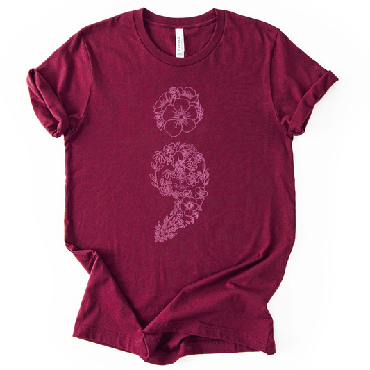 Floral Semicolon METILLAC PINK INK Screen Print