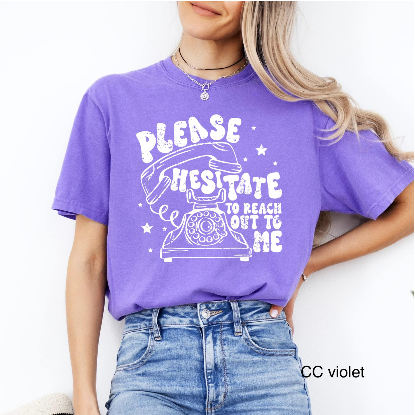 Please Hesitate to Reach out to me WHITE INK Screen Print