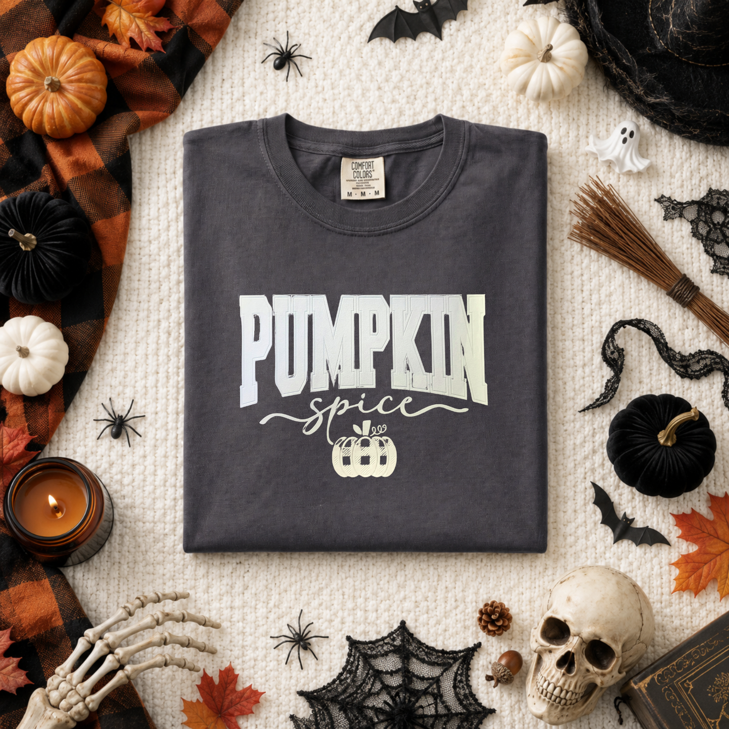 Pumpkin Spice WHITE INK Screen Print
