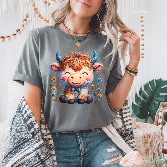 Blue Baby Cow DTF Transfer