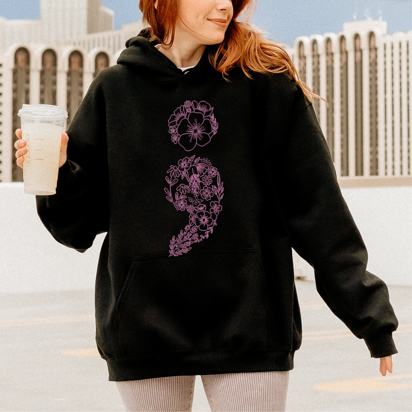 Floral Semicolon METILLAC PINK INK Screen Print