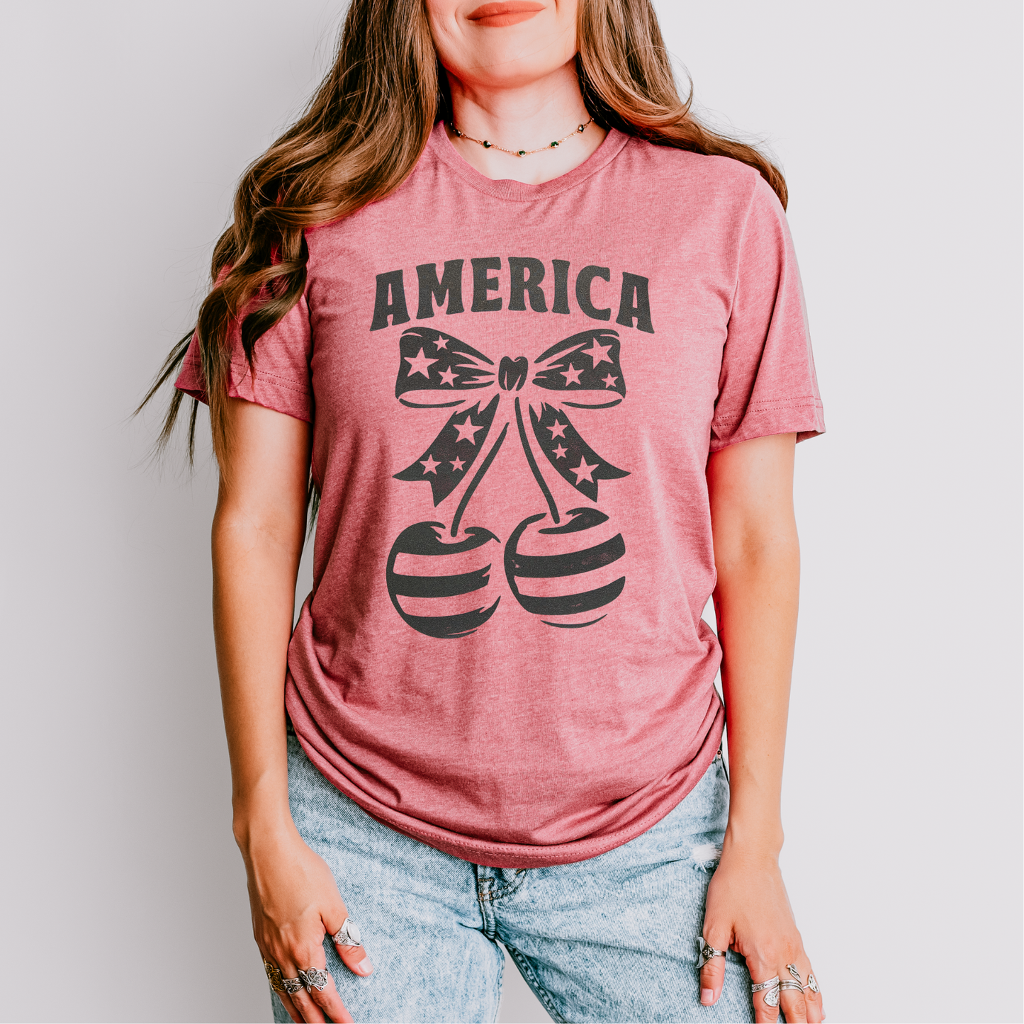 American Flag Cherries GRAY INK Screen Print