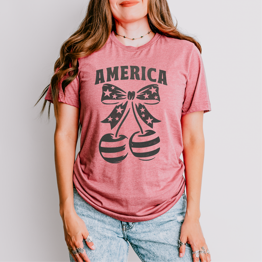 American Flag Cherries GRAY INK Screen Print