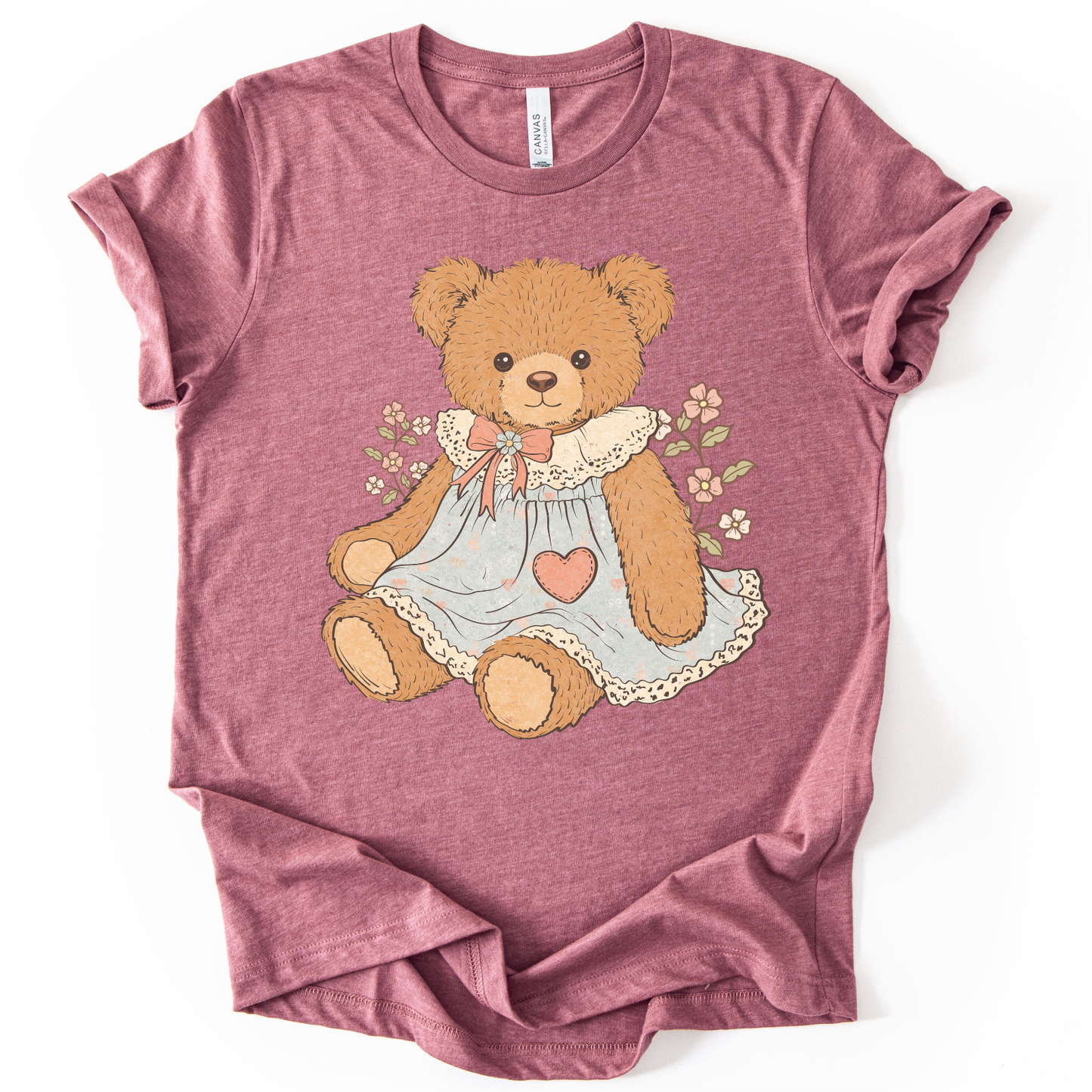 Vintage Girl Bear Clear Film Screen Print