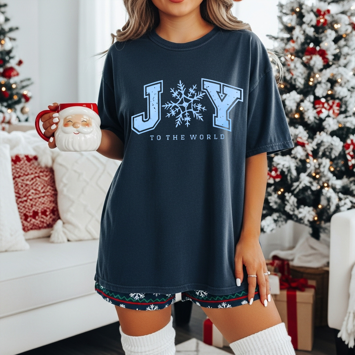 Joy to the World BLUE INK Screen Print