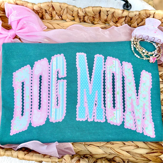 Dog Mom Pink & Blue Lace Clear Film Screen Print
