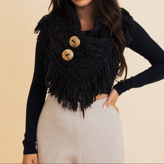 Heathered Shoulder Warmer With Coco Buttons