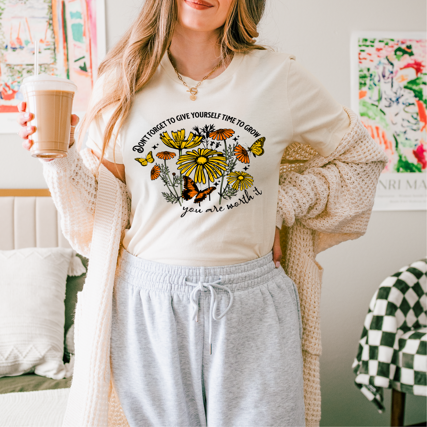 Don't Forget to Give Yourself Time to Grow Clear Film Screen Print