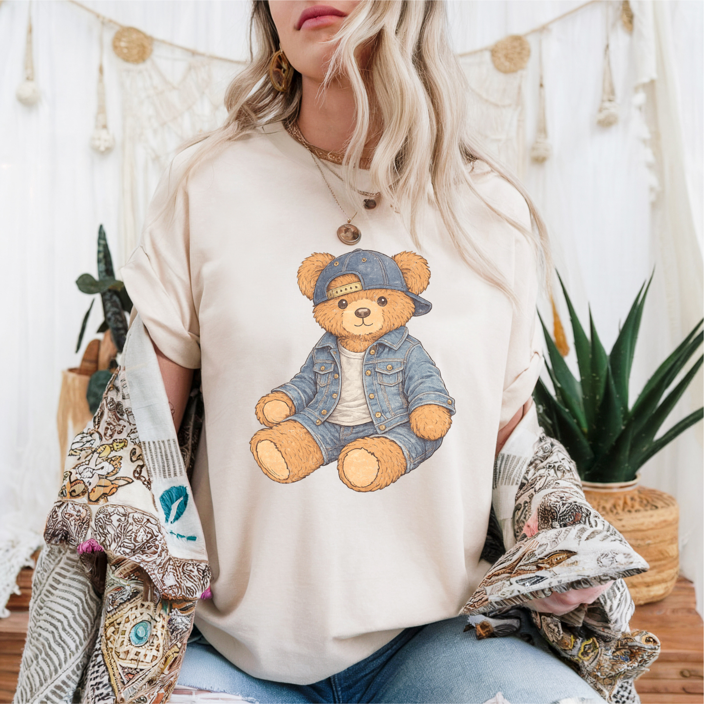 Vintage Boy Bear Clear Film Screen Print