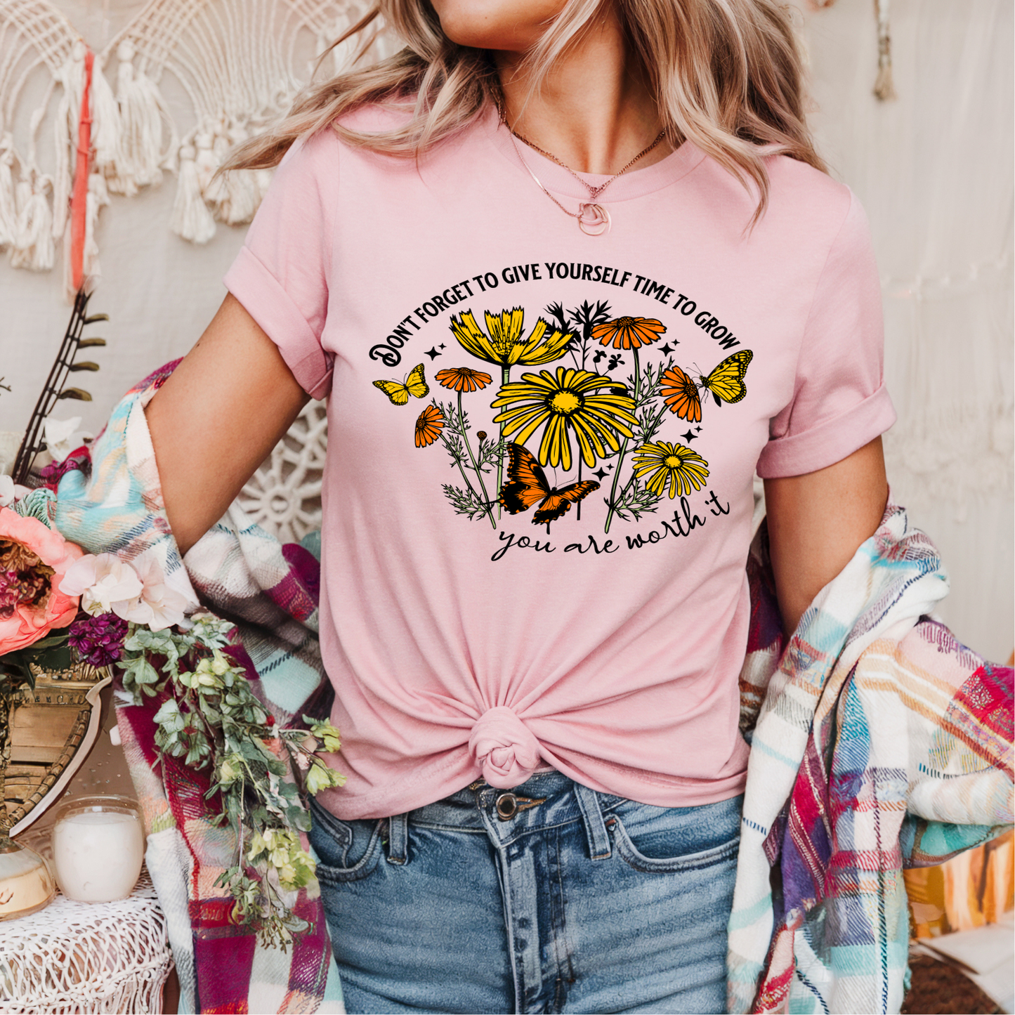 Don't Forget to Give Yourself Time to Grow Clear Film Screen Print