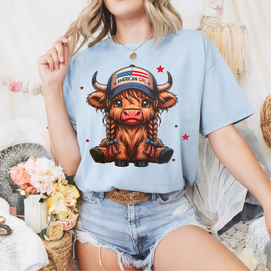 American Girl Cow DTF Transfer