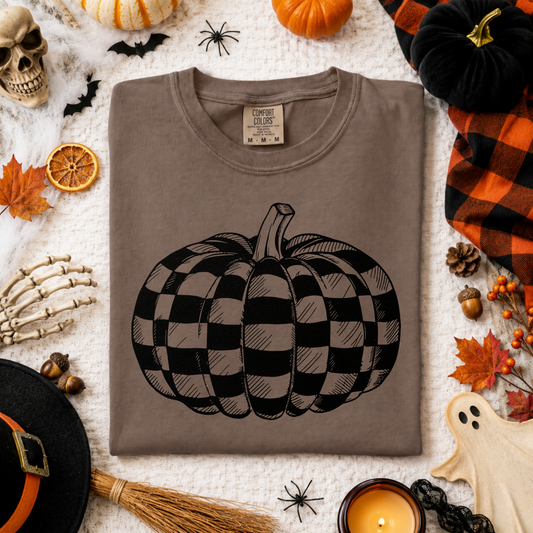 Checkered Pumpkin Screen Print