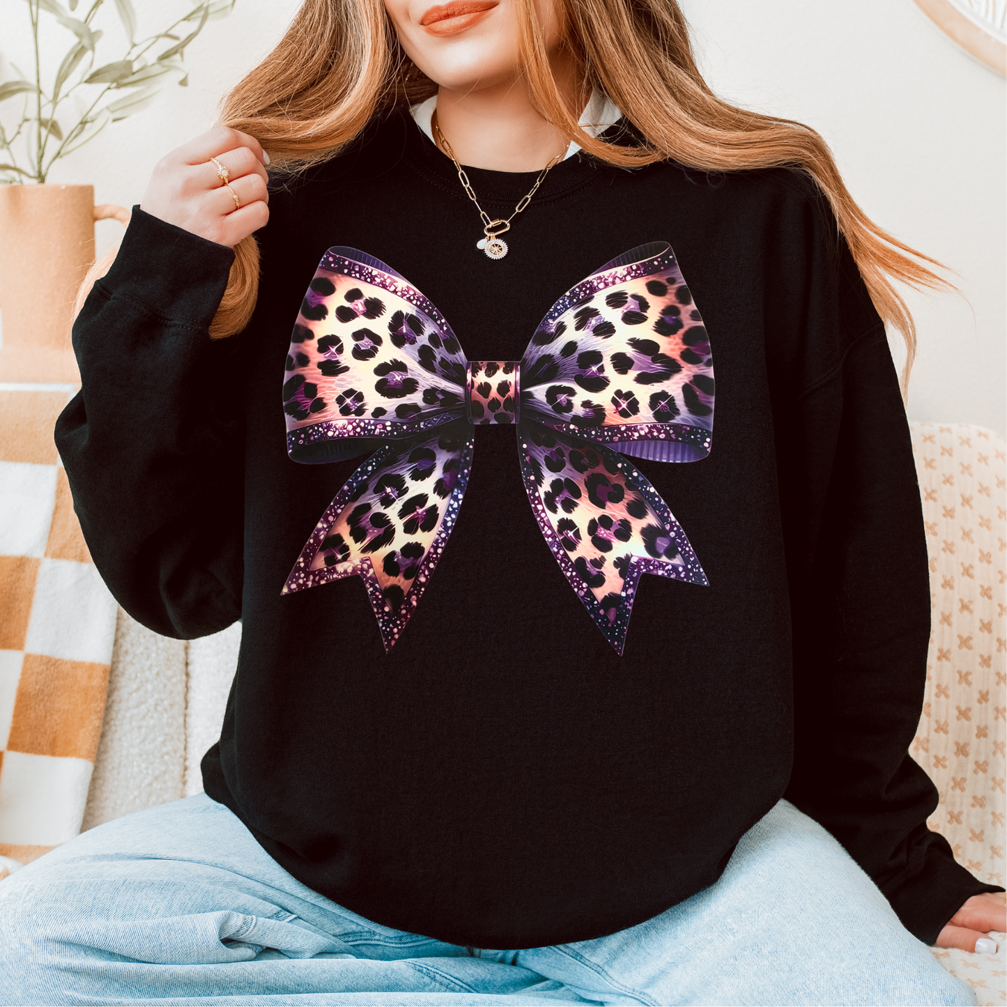 Purple Leopard Bow DTF Transfer