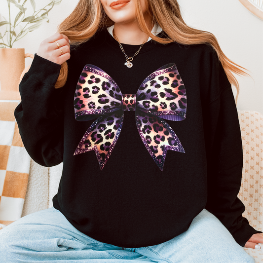 Purple Leopard Bow DTF Transfer
