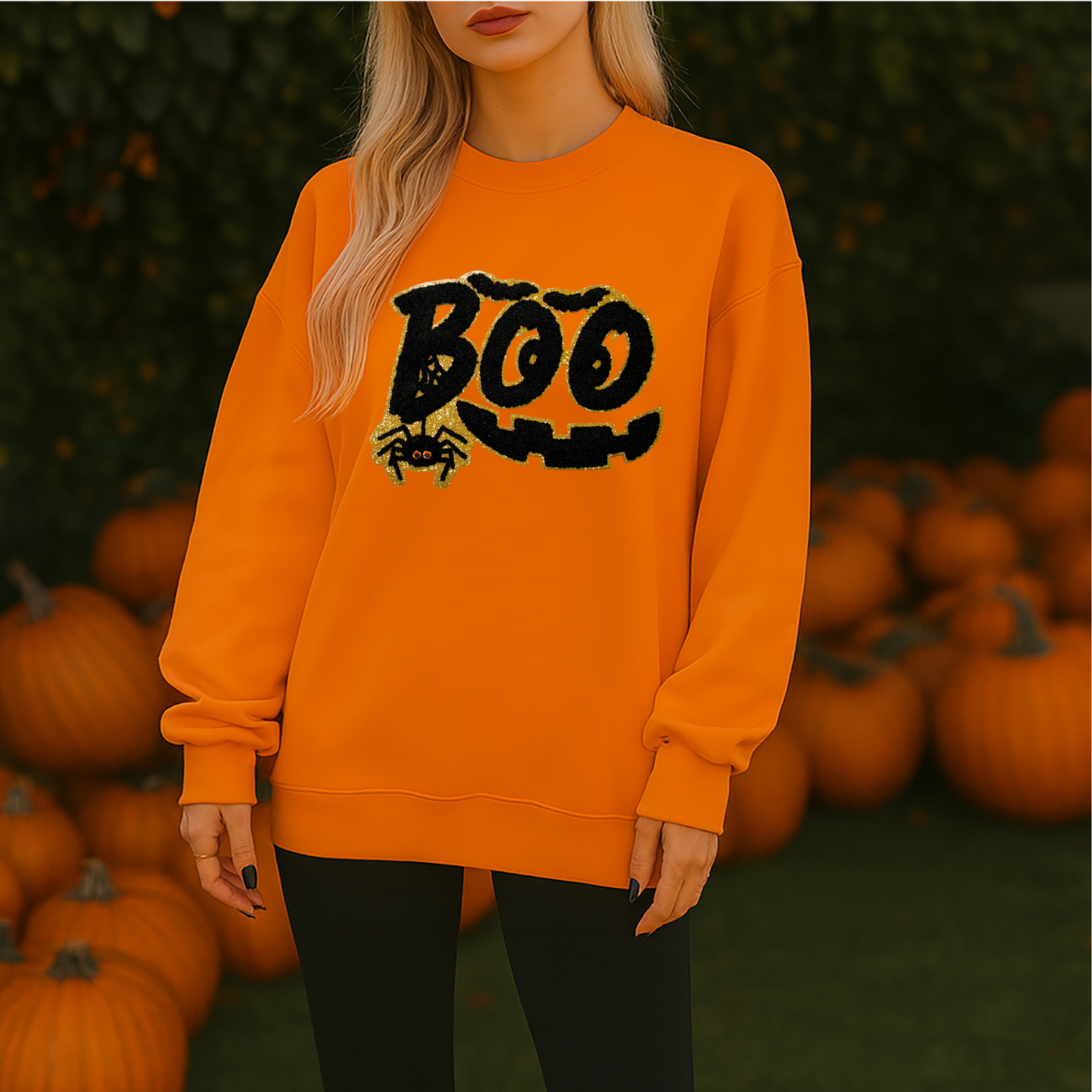 Boo Jack-O-Lantern Chenille Patch