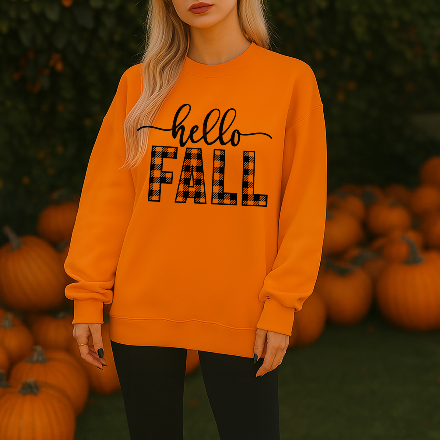 Hello Fall Plaid Screen Print