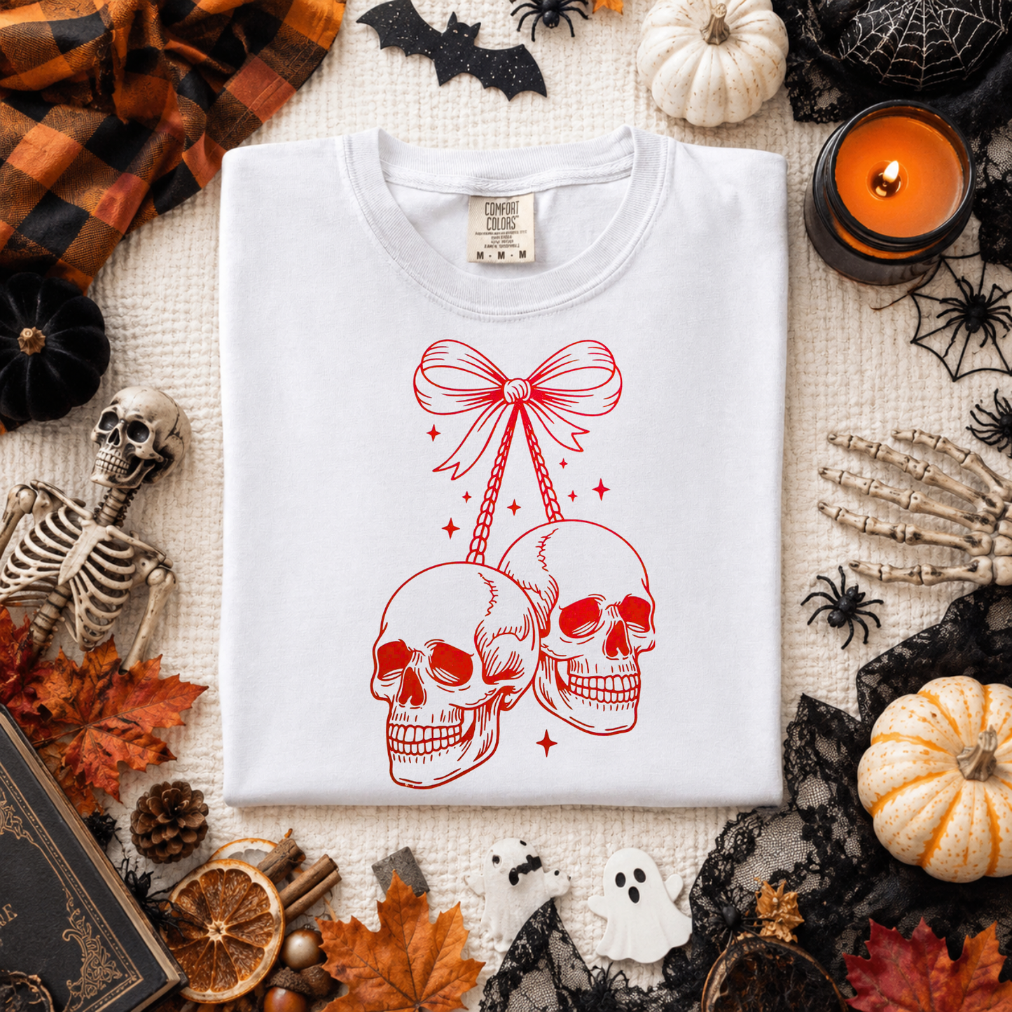 Skull Cherries RED INK Screen Print