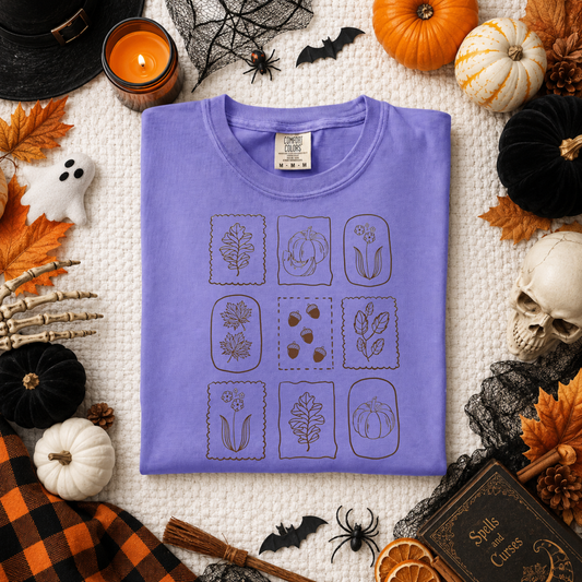 Fall Stamps BROWN INK Screen Print