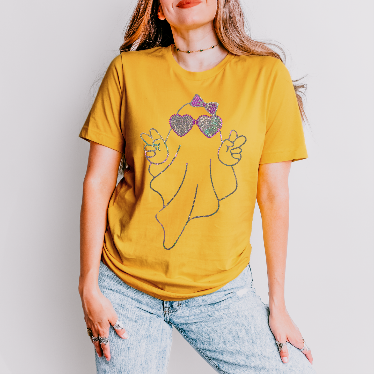 Ghost with Glasses Spangles Transfer