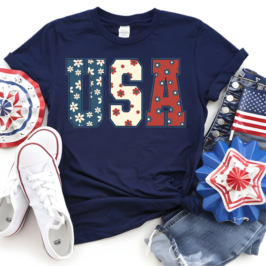 Floral USA DTF Transfer