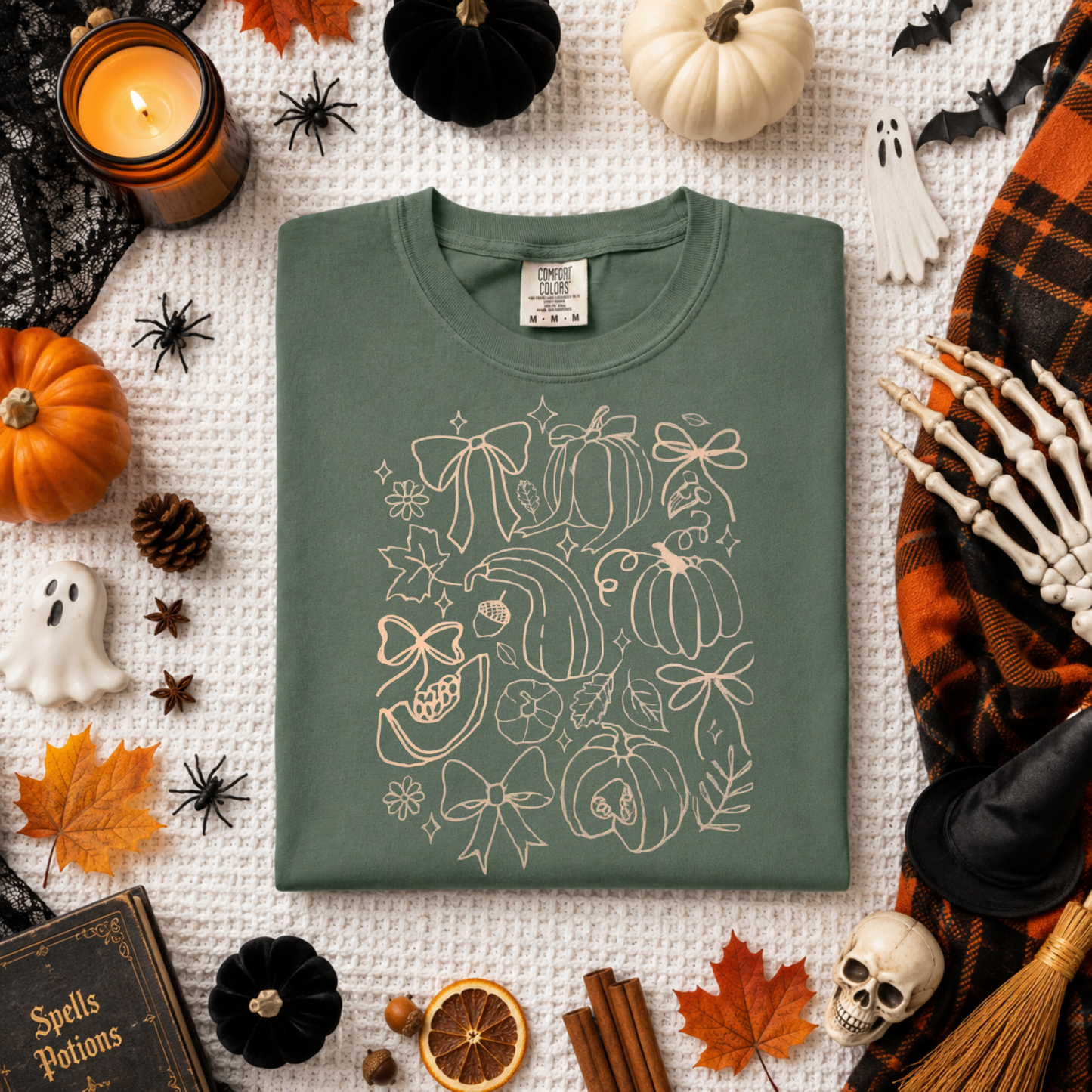 Pumpkins & Bows OATMEAL INK Screen Print