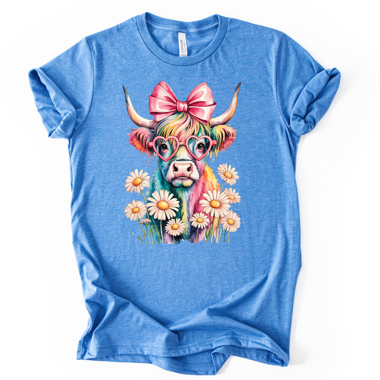 Floral Highland Cow Clear Film Screen Print