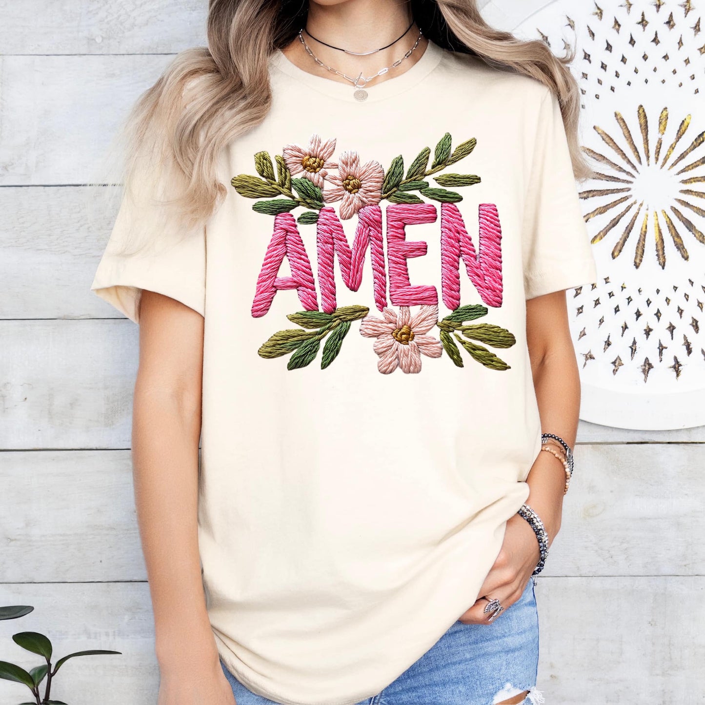 Amen Faux Embroidery Clear Film Screen Print