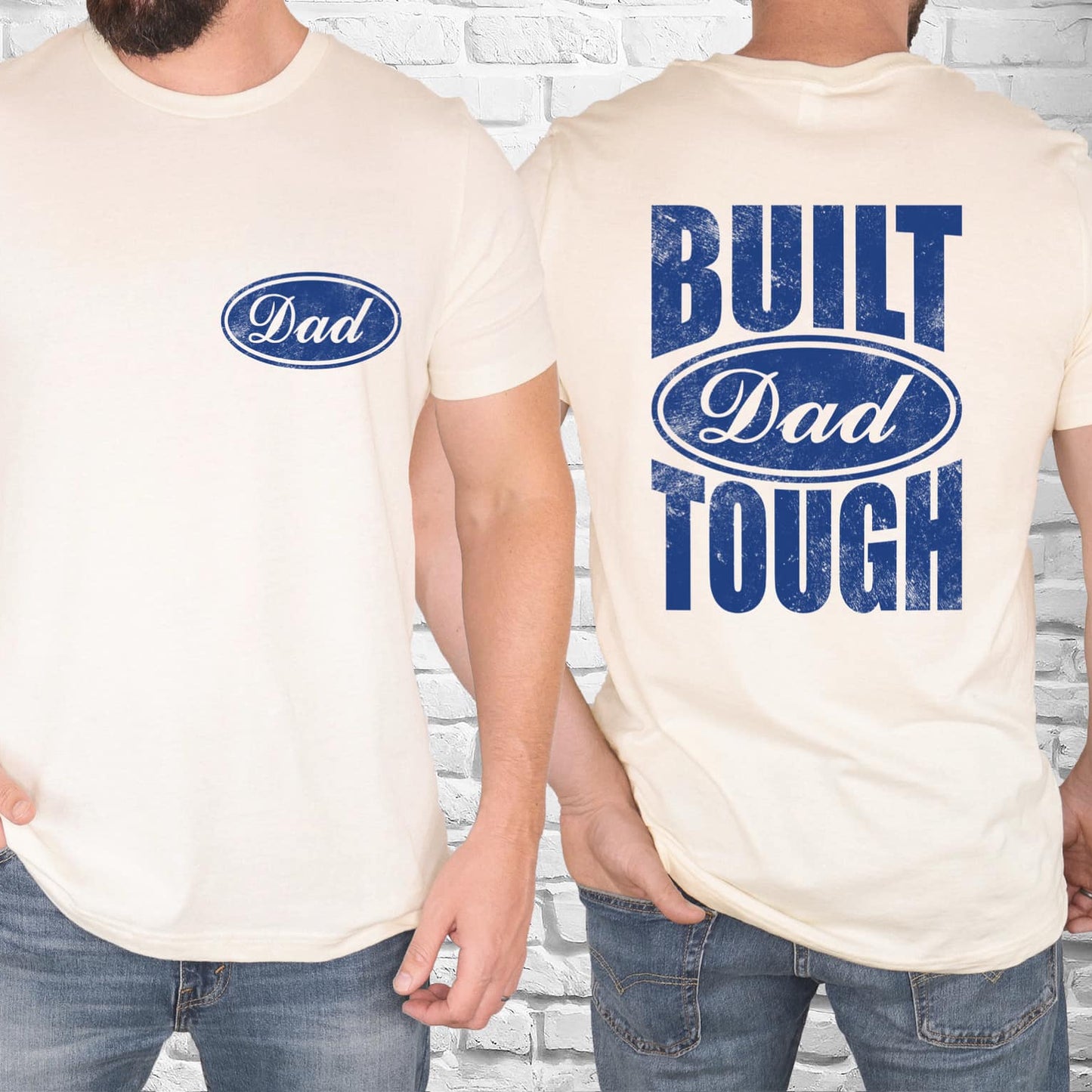 Built Dad Tough BLUE INK Screen Print with Pocket Print