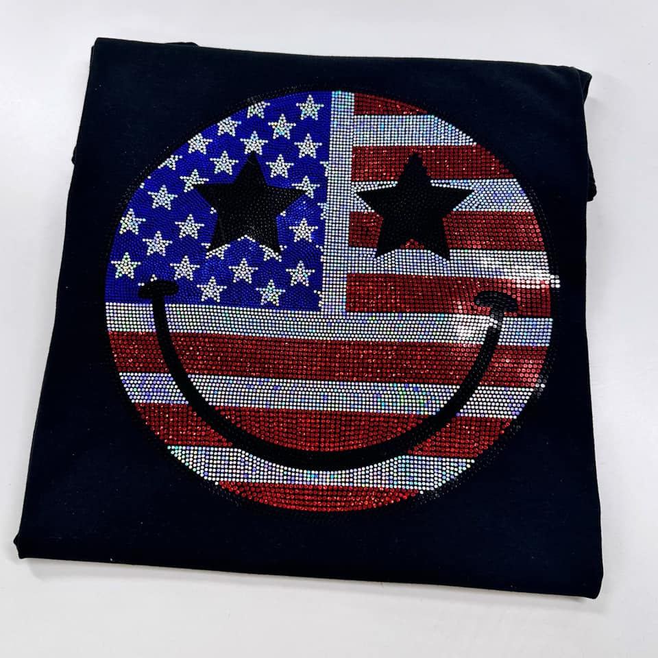 Patriotic Smiley Spangles Transfer