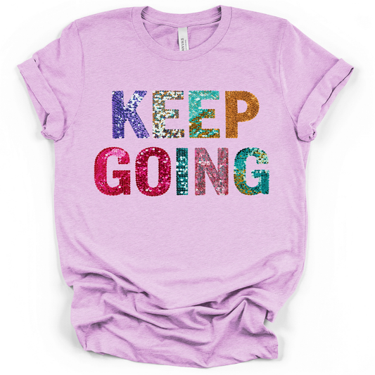 Faux Sequin Keep Going Clear Film Screen Print