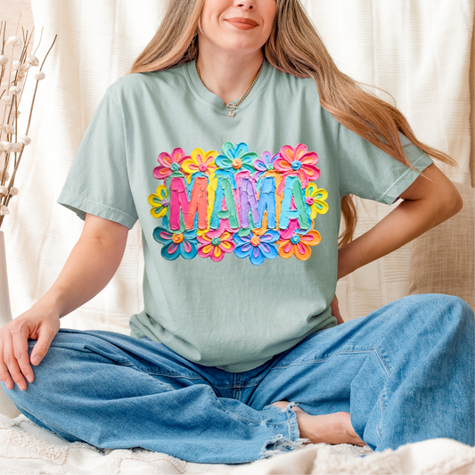 Floral Painted Mama Clear Film Screen Print