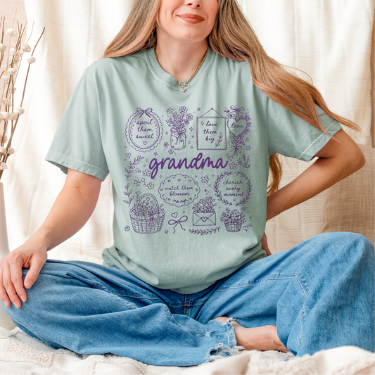 Grandma Doodle PURPLE INK Screen Print