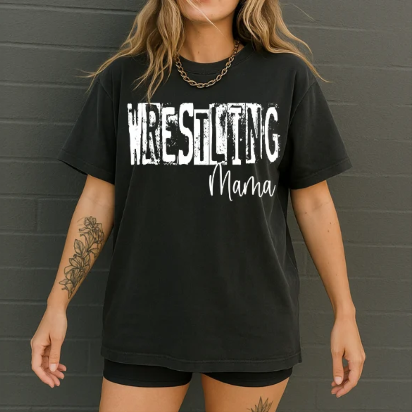 Wrestling Mama WHITE INK Screen Print