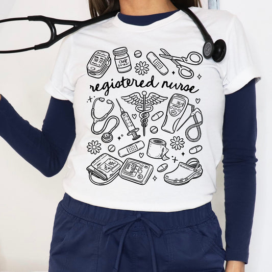 Registered Nurse Doodle Screen Print