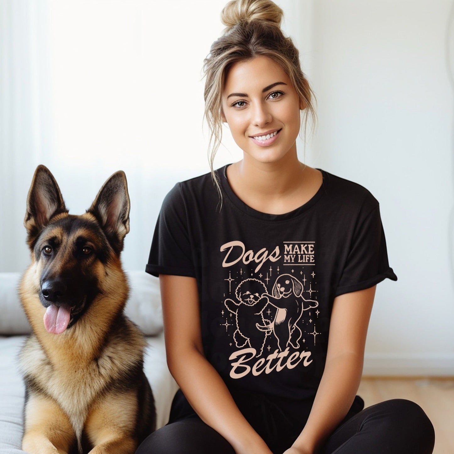 Dogs Make my Life Better LIGHT BROWN INK Screen Print