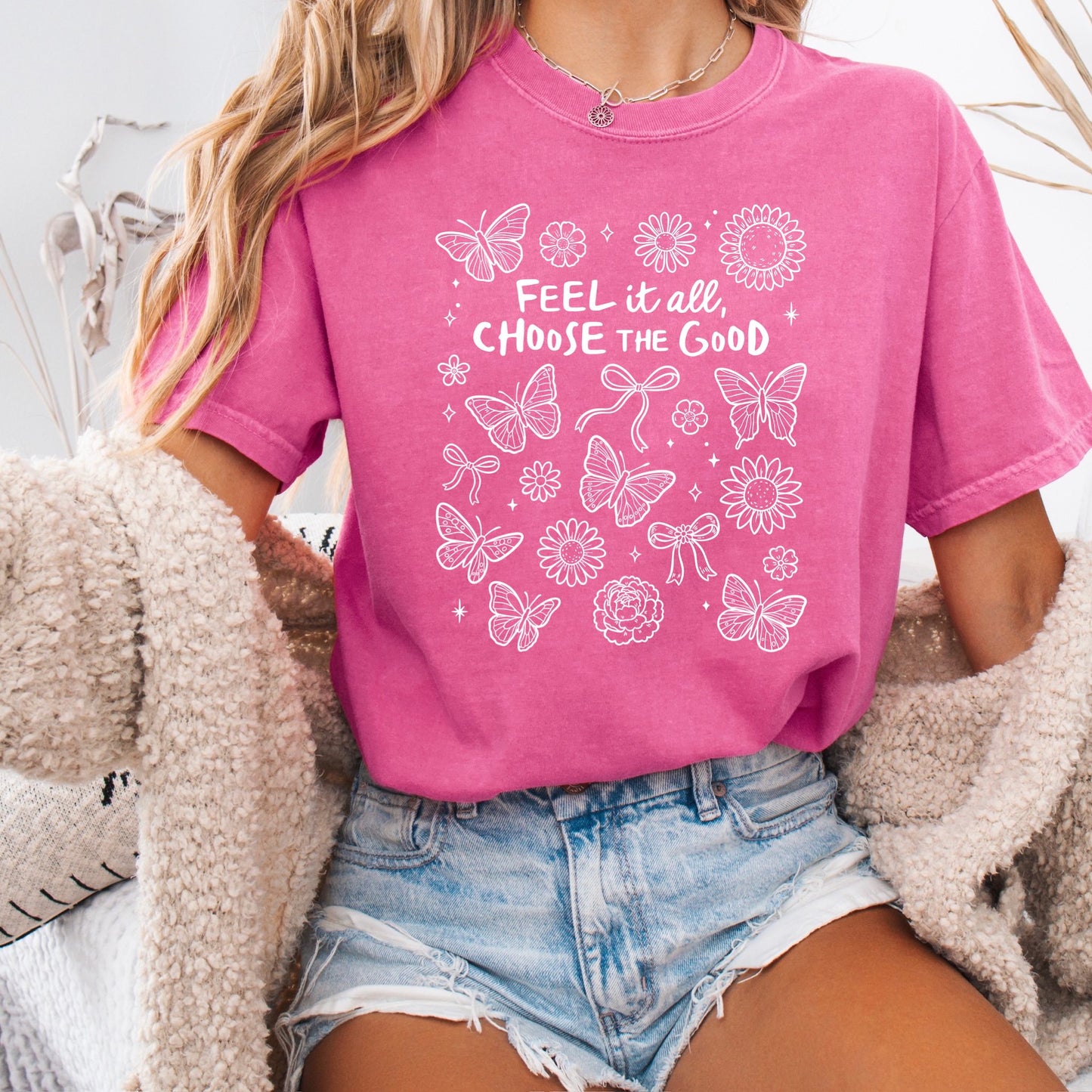 Feel it all Choose the Good WHITE INK Screen Print