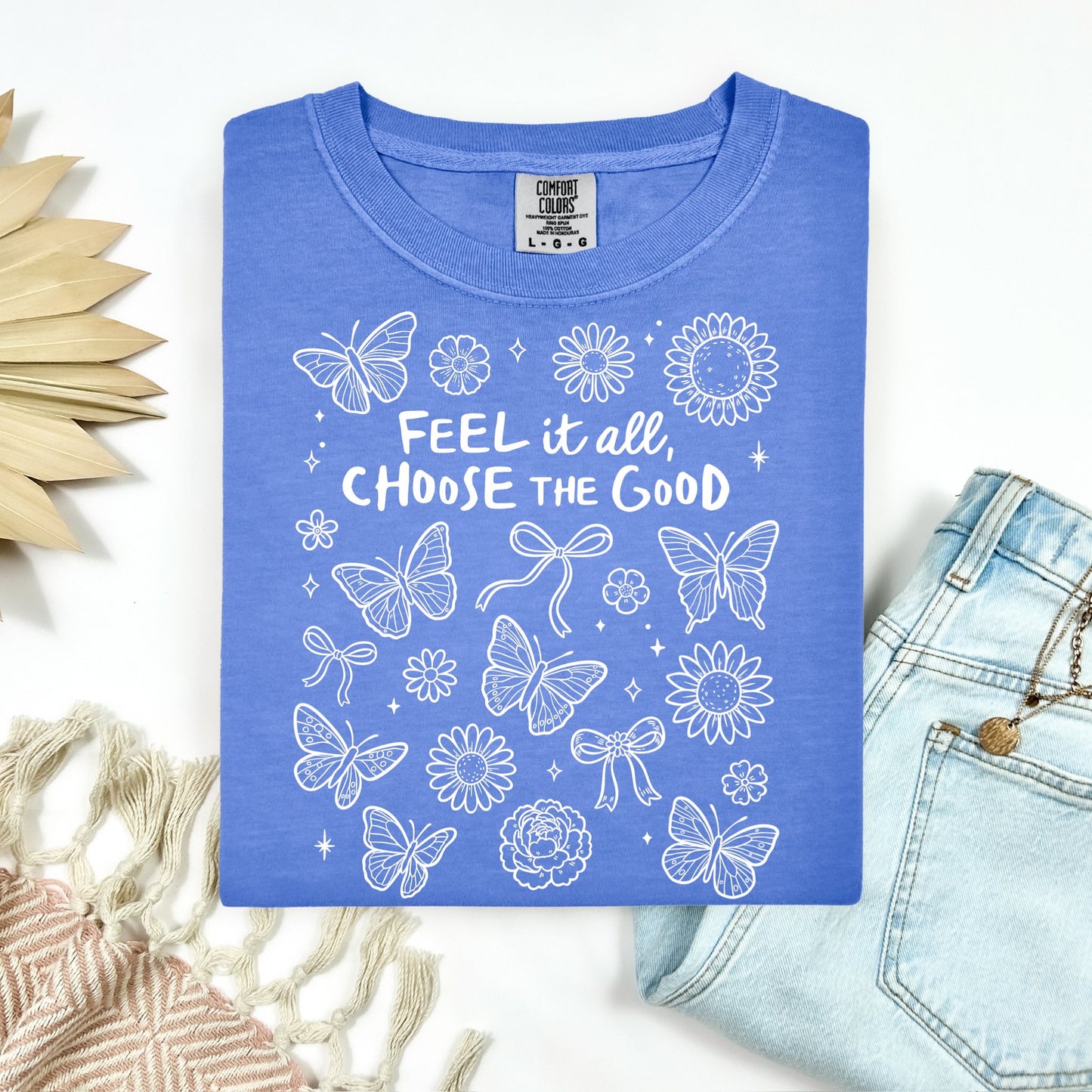 Feel it all Choose the Good WHITE INK Screen Print