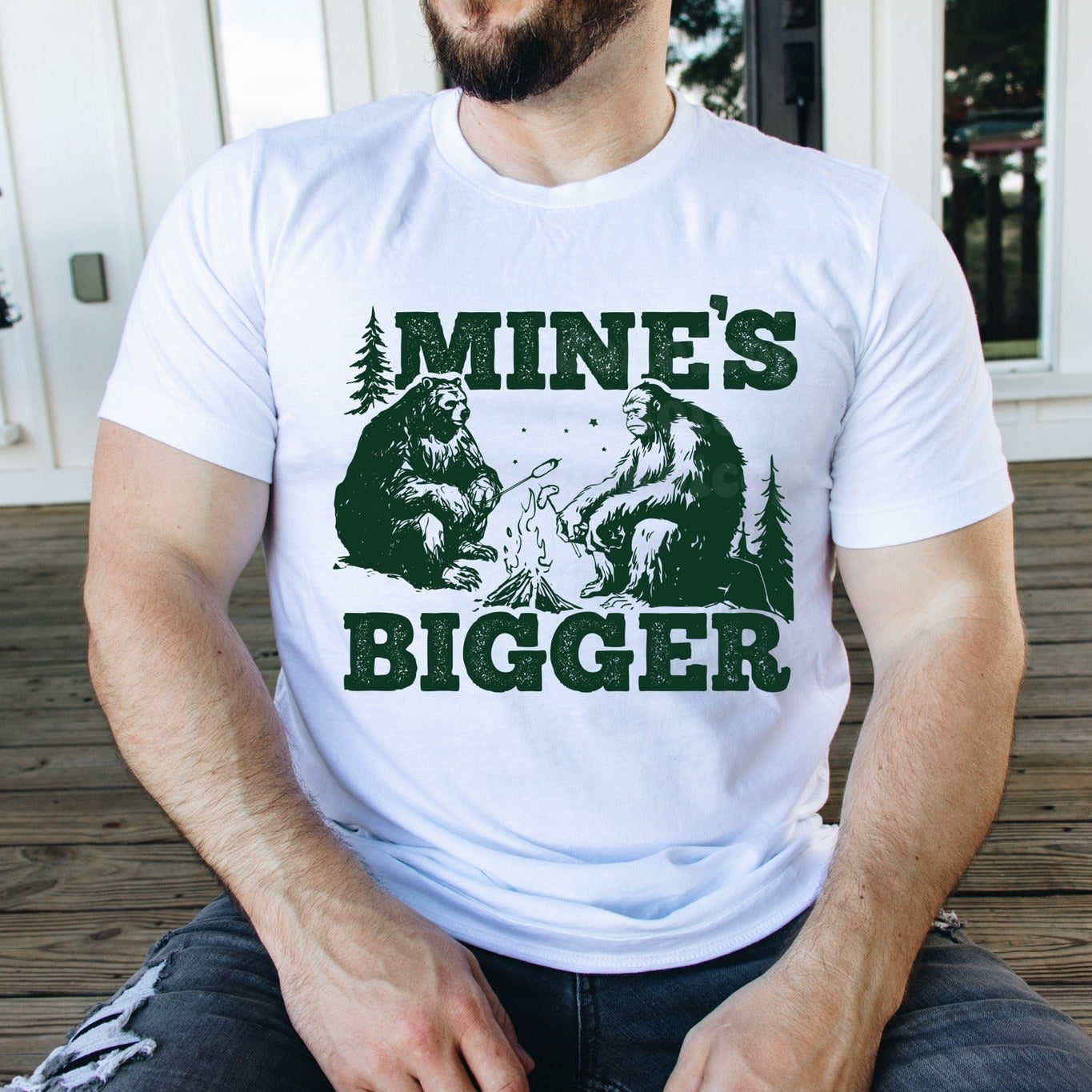 Mine's Bigger HUNTER GREEN INK Screen Print