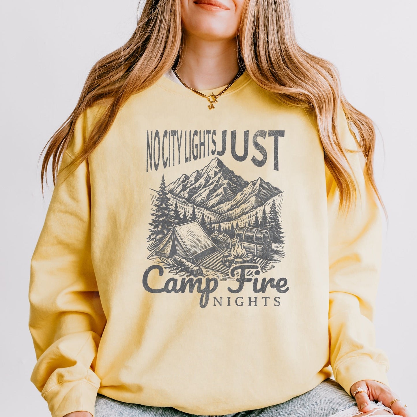 Campfire Nights GRAY INK Screen Print