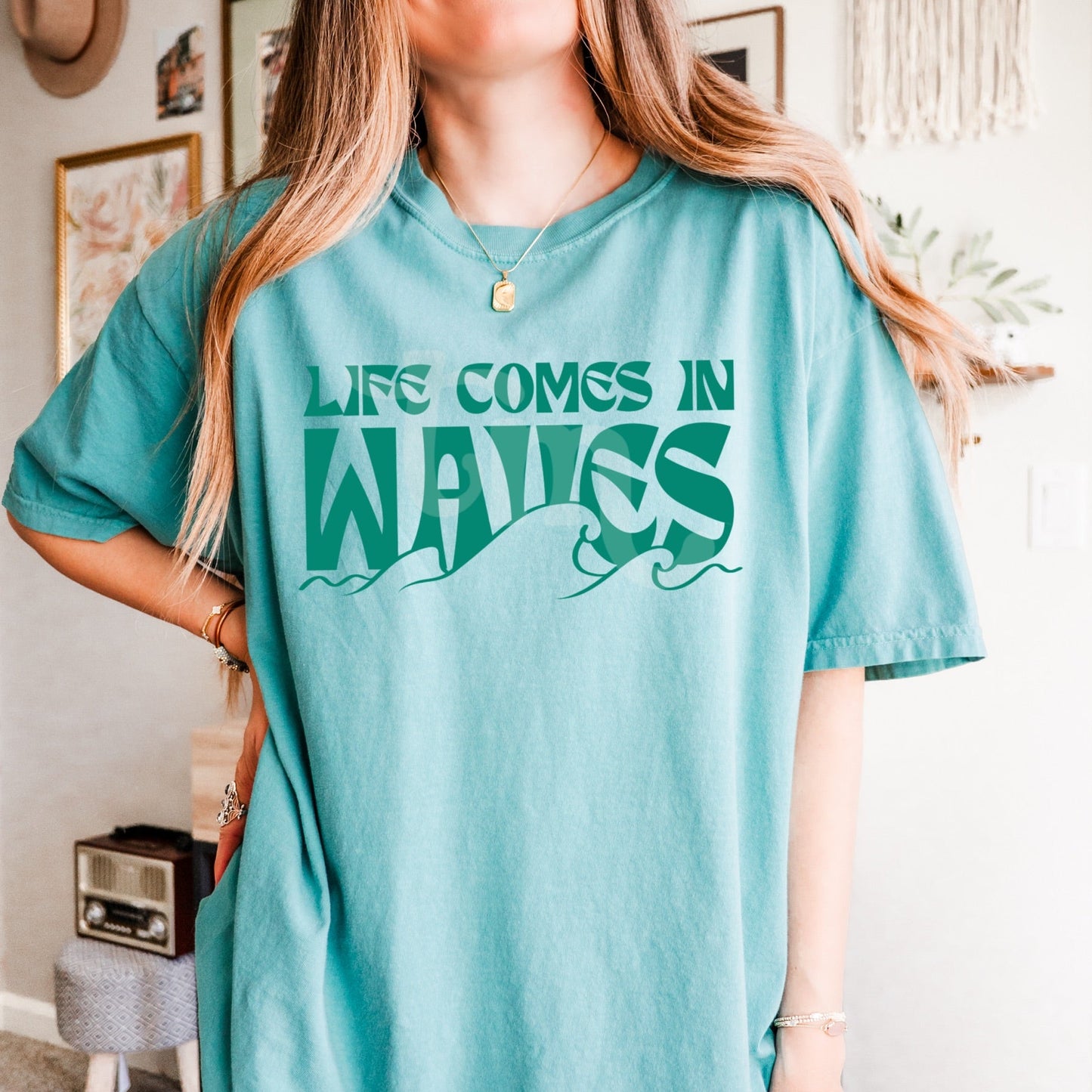 Life Comes in Waves TEAL INK Screen Print