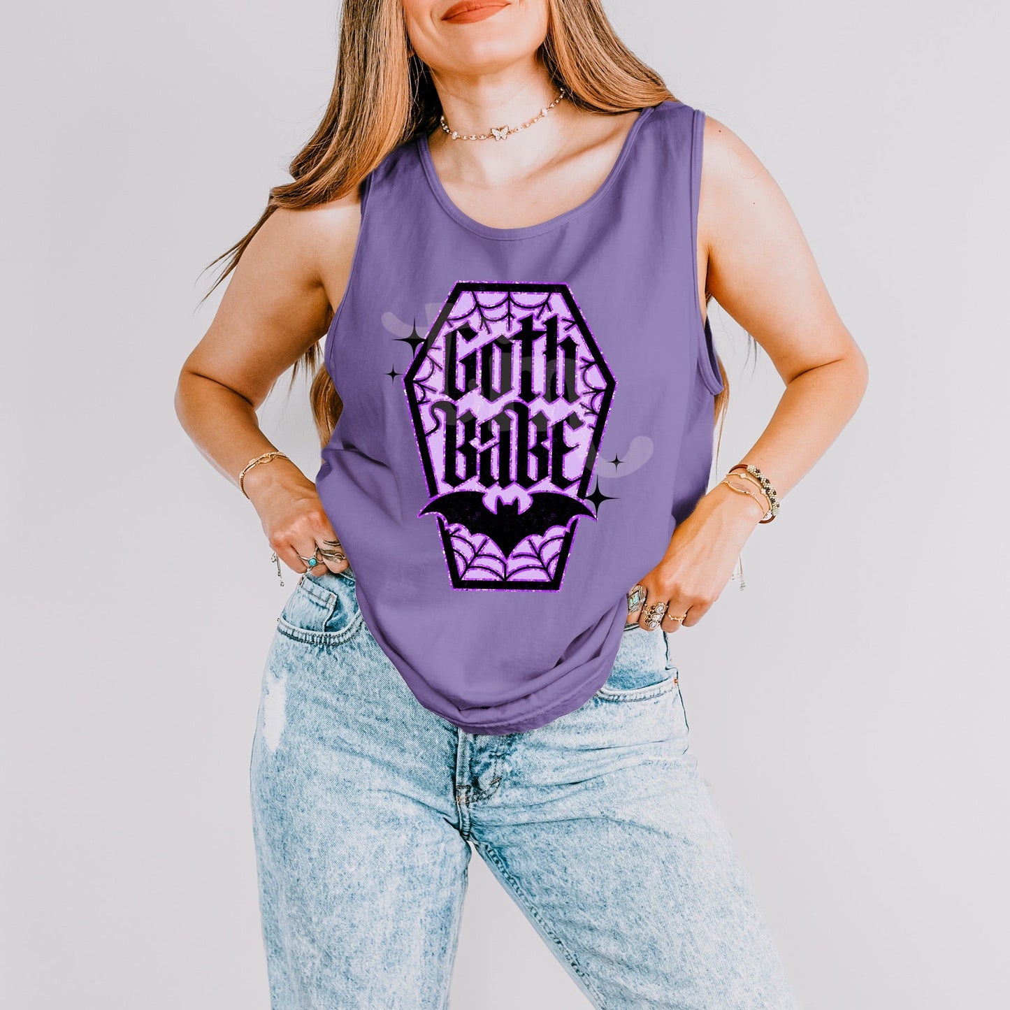 Goth Babe Clear Film Screen Print