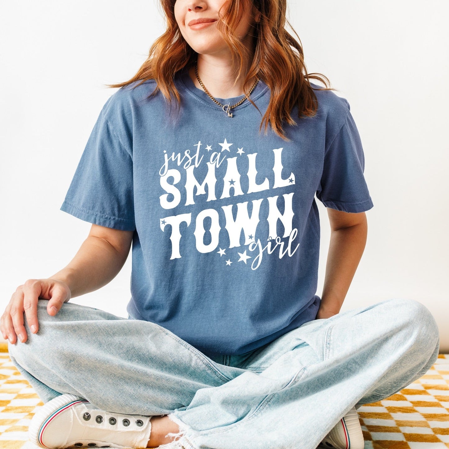 Just a Small Town Girl WHITE INK Screen Print