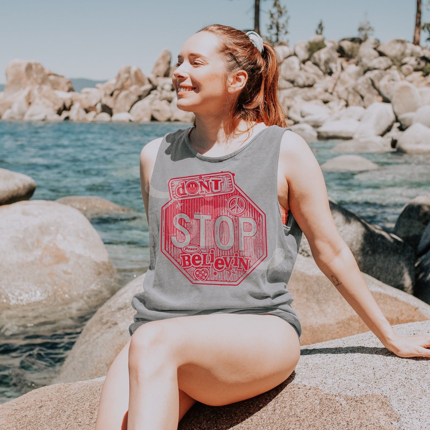 Don't Stop Believing RED INK Screen Print