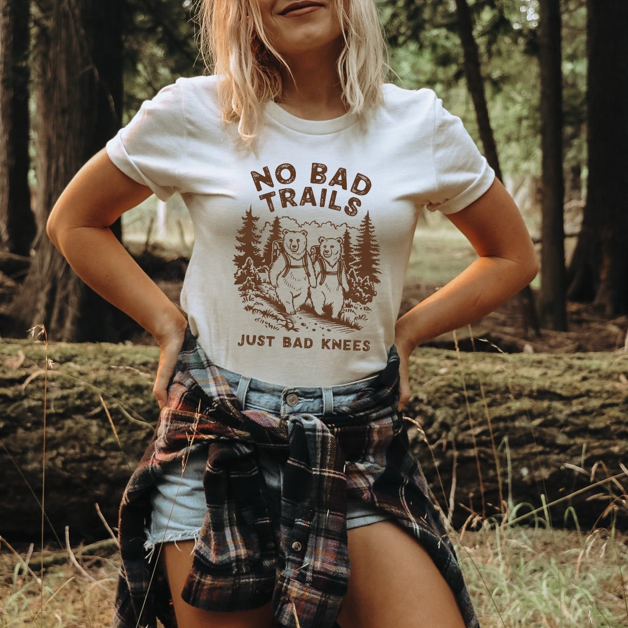 No Bad Trails Just Bad Knees BROWN INK Screen Print