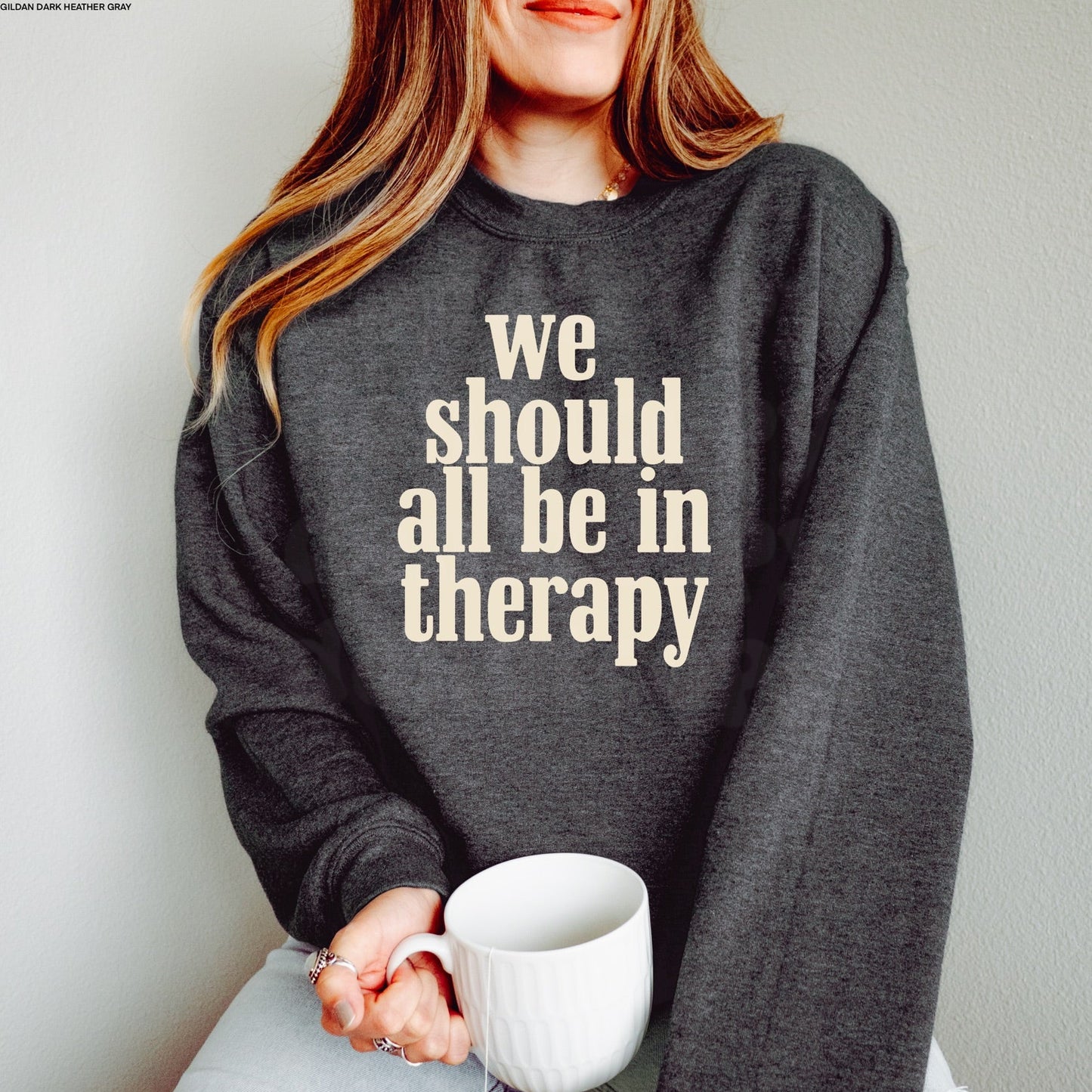 We Should All Be in Therapy OATMEAL INK Screen Print