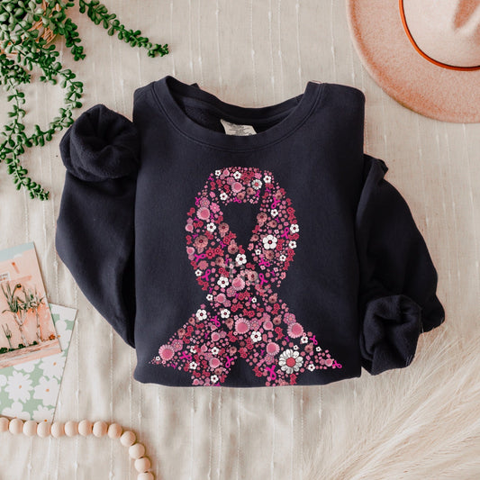 Pink Floral Ribbon Graphic Tee