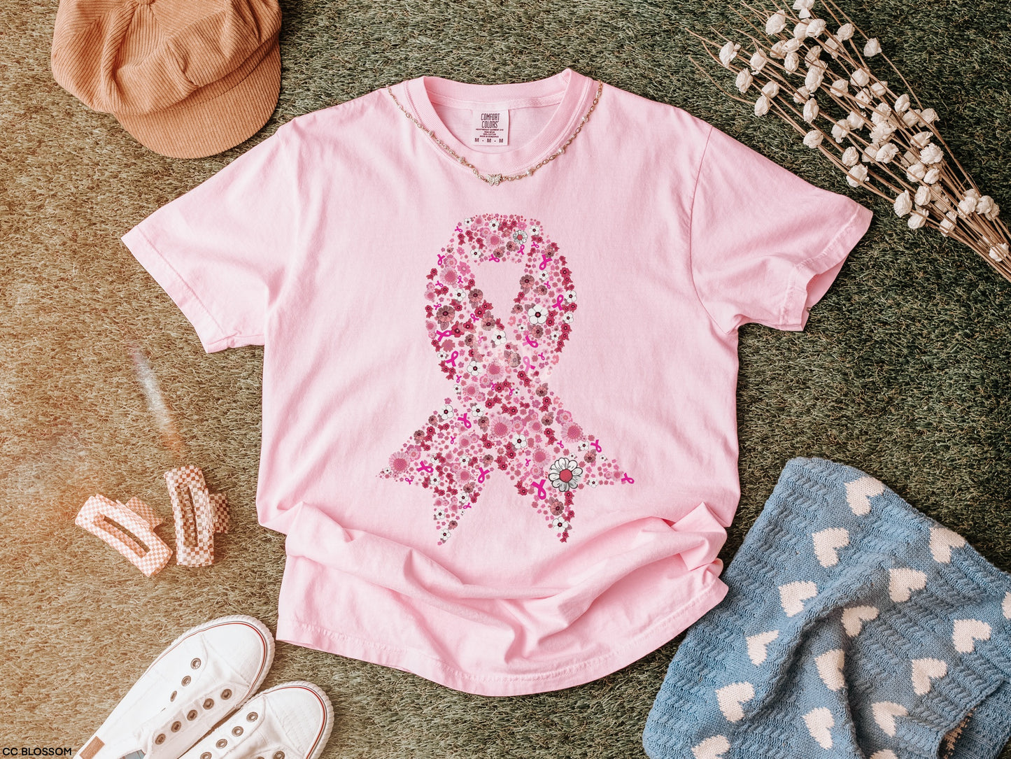 Pink Floral Ribbon Clear Film Screen Print