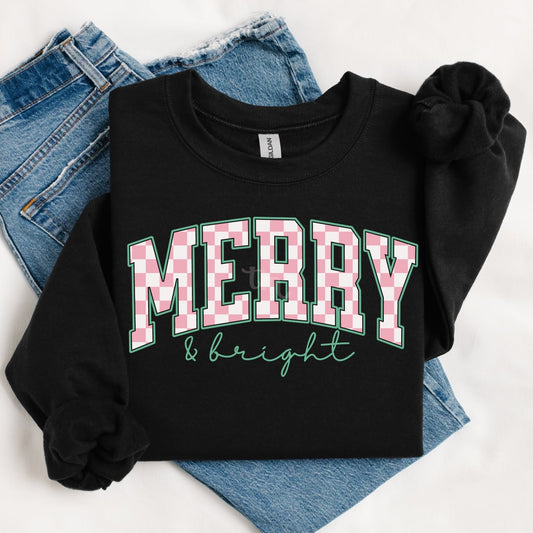 Pink & Green Merry & Bright Graphic Tee