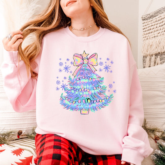 Glitter Colorful Christmas Tree Graphic Tee